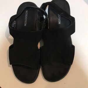 Nordstrom Black Suede like Sandals with Cushioned Sole  size 8